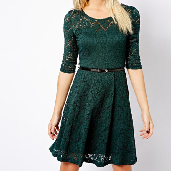 ASOS Dresses & Skirts - ASOS   Lace Skater Dress in Green